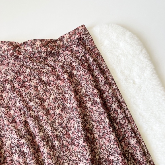 Vintage Ditsy Floral Midi Skirt 90s Boho Skater Pink Burgundy Small - Picture 3 of 8